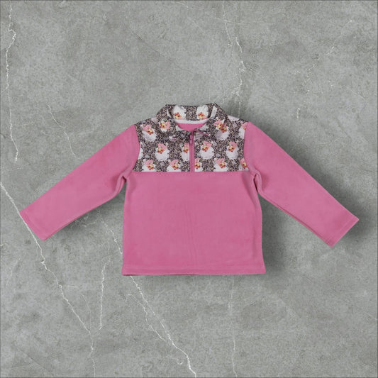 *PRE-ORDER* Christmas - Pink Santa Zip Up Fleece Pullover