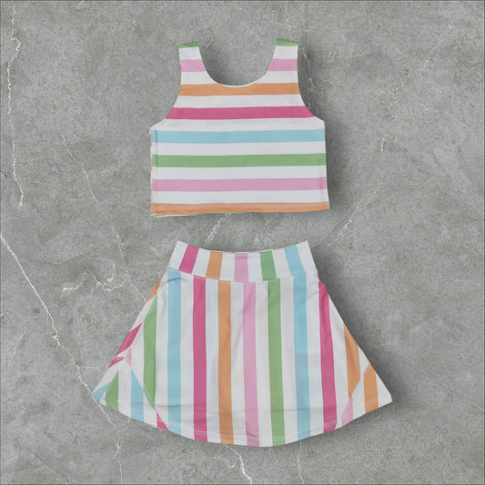*PRE-ORDER* Colorful Stripe Athletic Skort Set