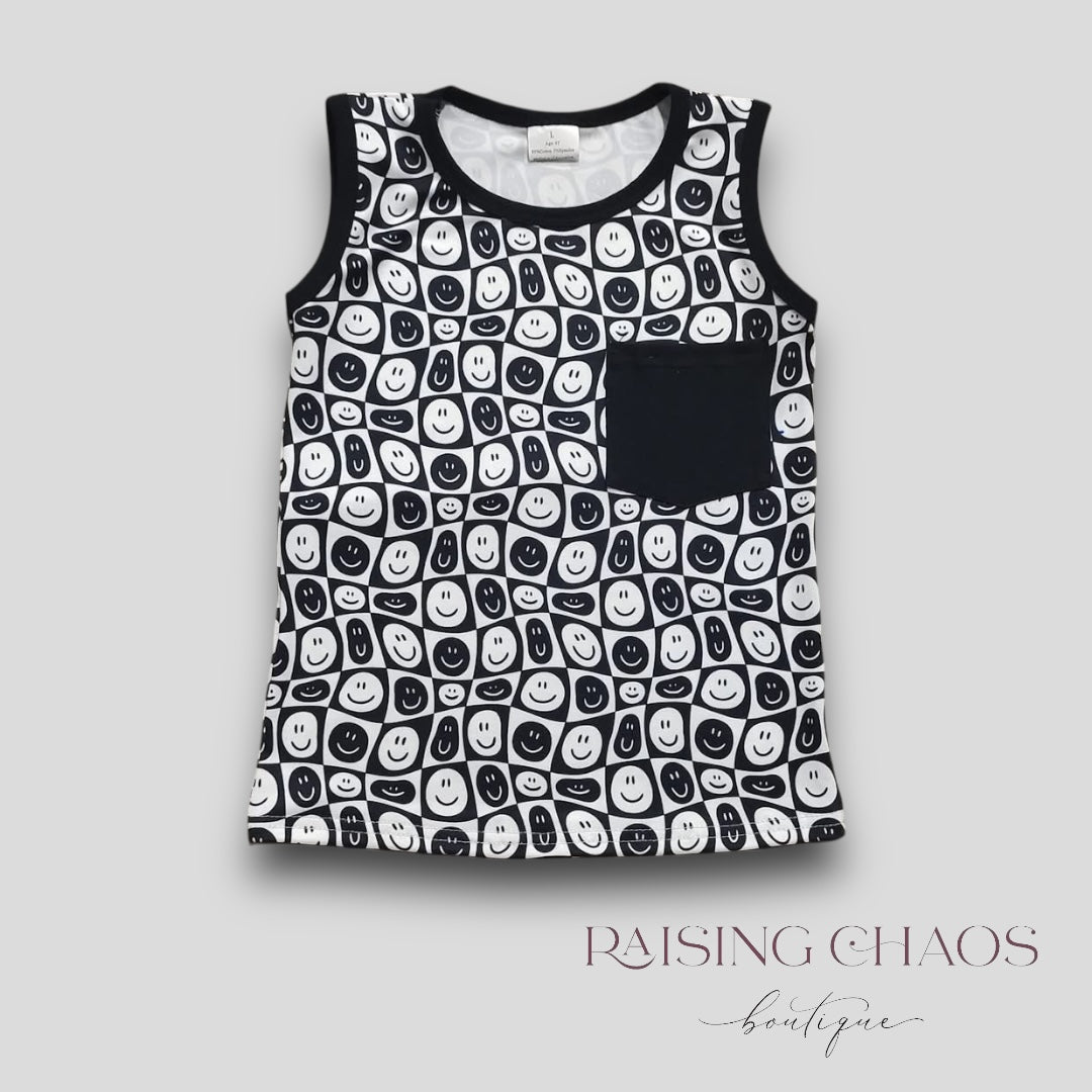 *PRE-ORDER* Happy Checkered Pocket Tank