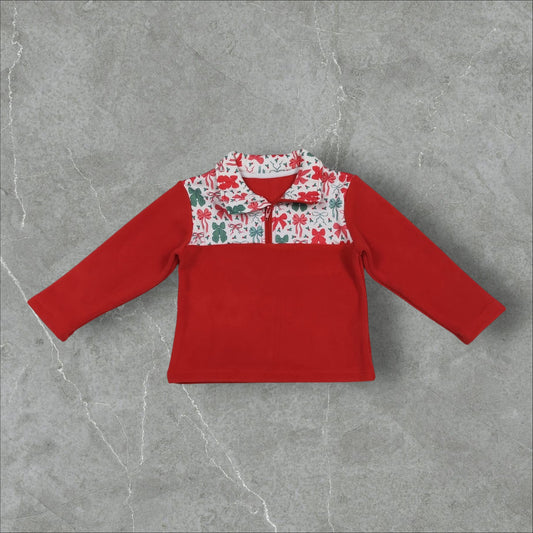 *PRE-ORDER* Christmas - Bows Zip Up Fleece Pullover