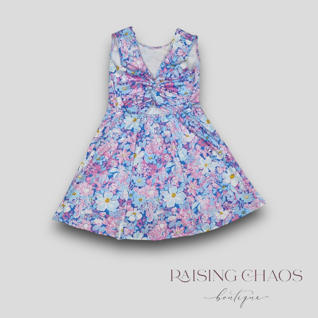 *Pre-Order* Floral Athletic Dress w Twist Back + Built-In Shorts