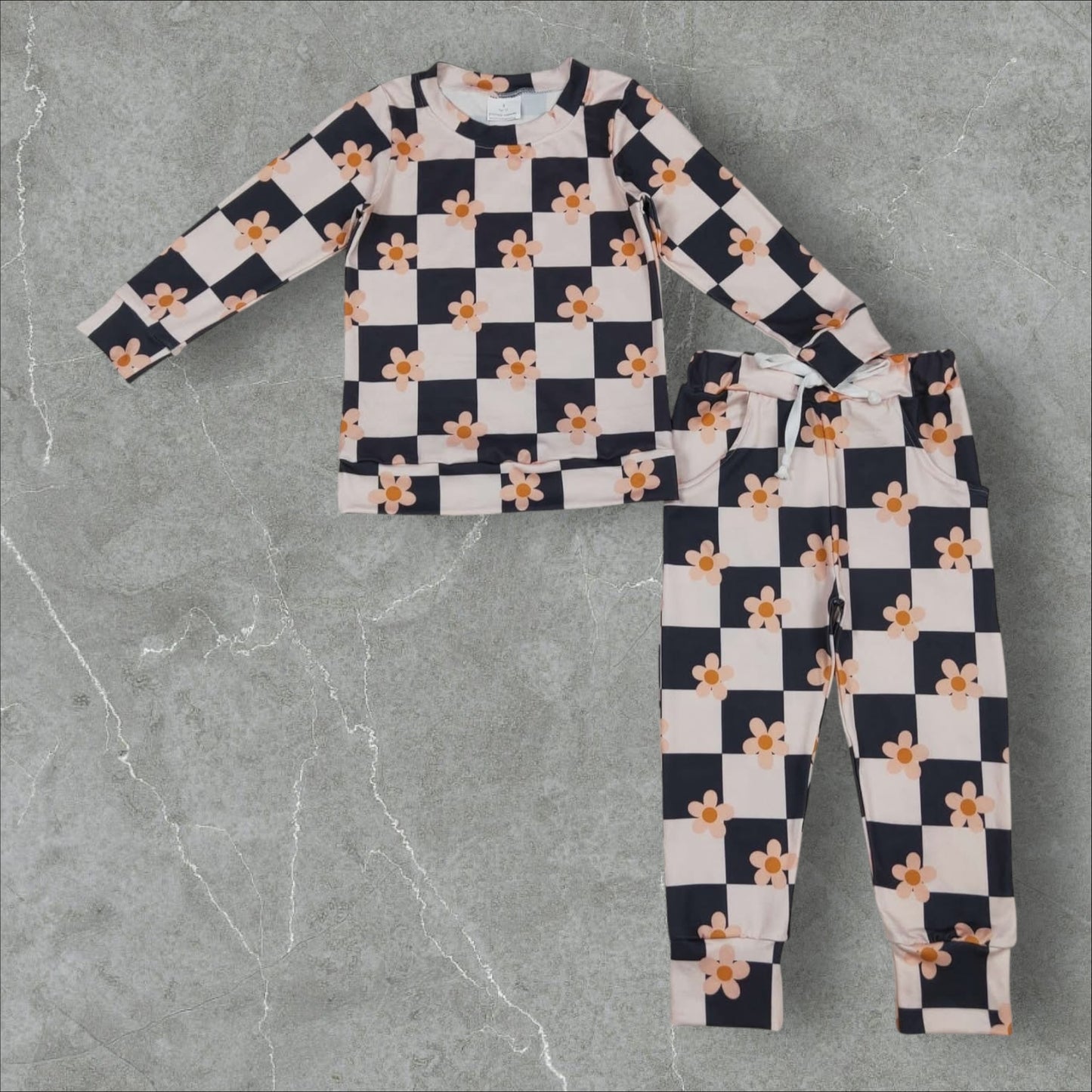 *PRE-ORDER* Floral Checker Jogger Pant Set