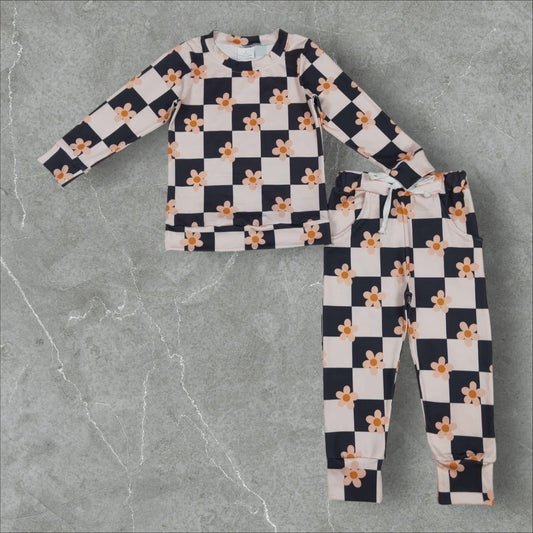 *PRE-ORDER* Floral Checker Jogger Pant Set