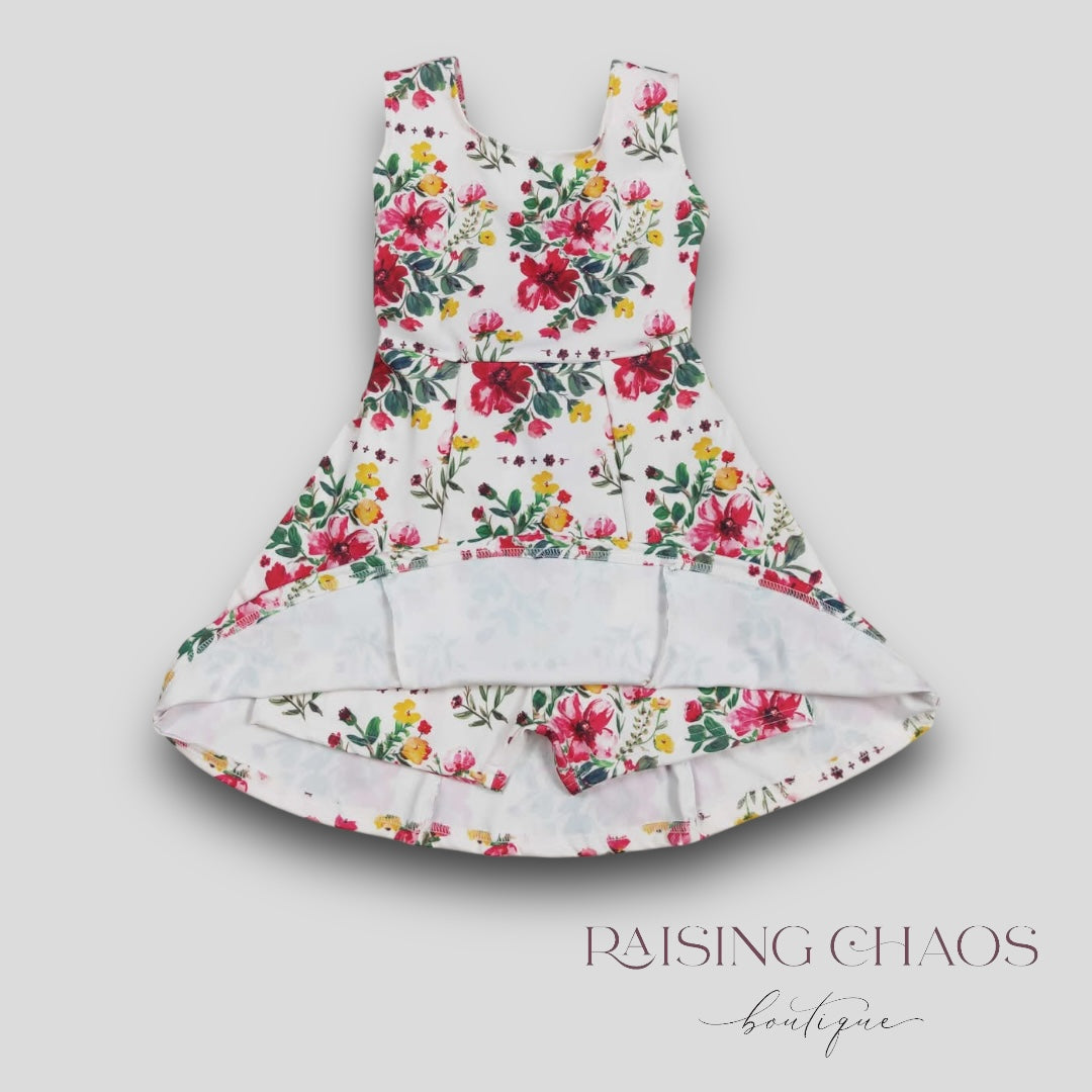 *Pre-Order* Floral Athletic Dress w Twist Back + Built-In Shorts