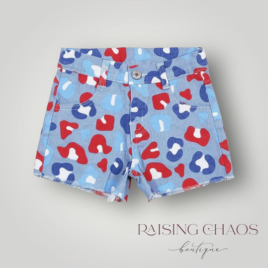 *Pre-Order* Patriotic Leopard Denim Shorts