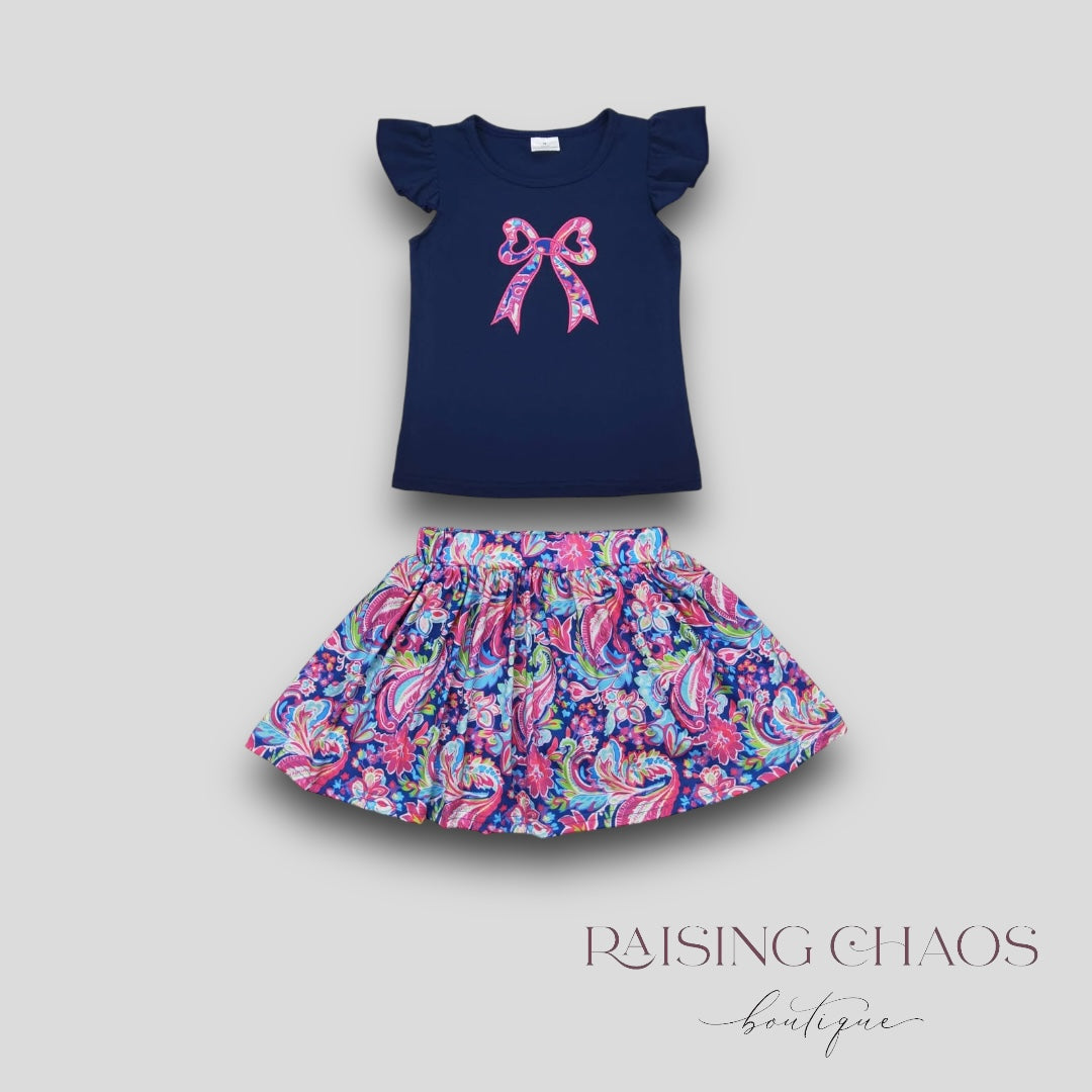 *PRE-ORDER* Floral Bow Skort Set
