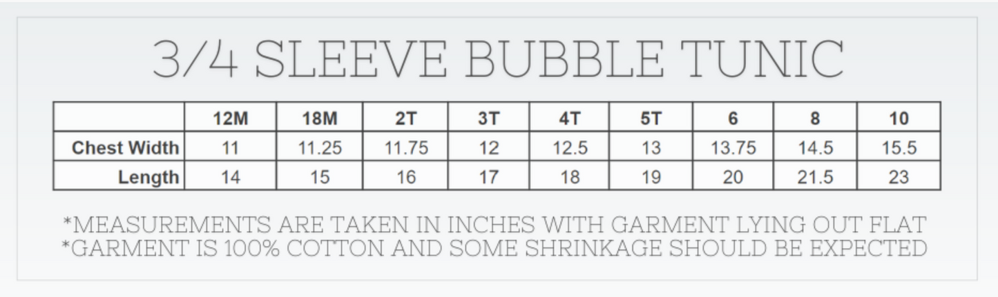 *CHRISTMAS* MTO Kids - 3/4 Bubble Sleeve Tunic
