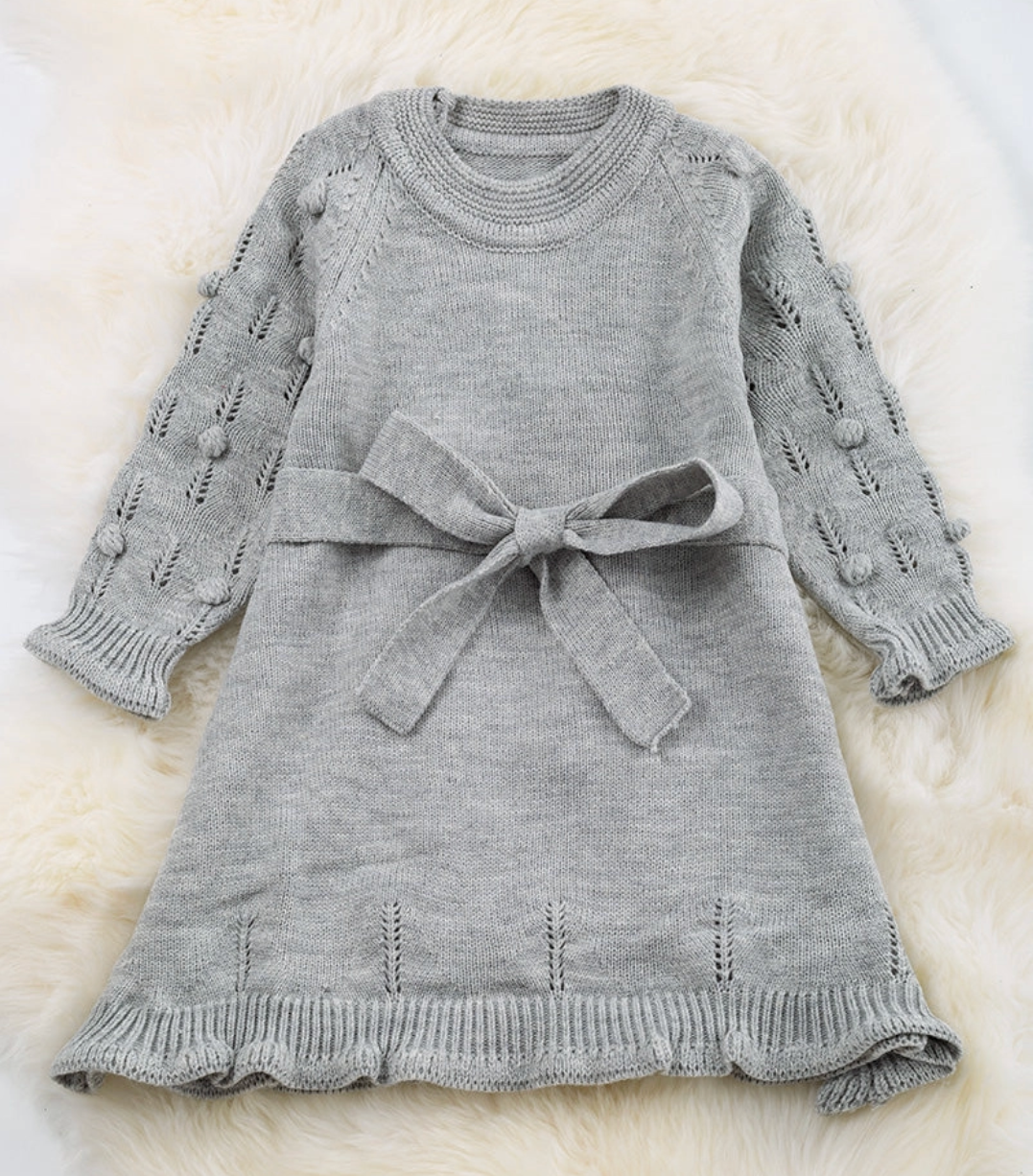 Gray Knit Long Sleeve Dress