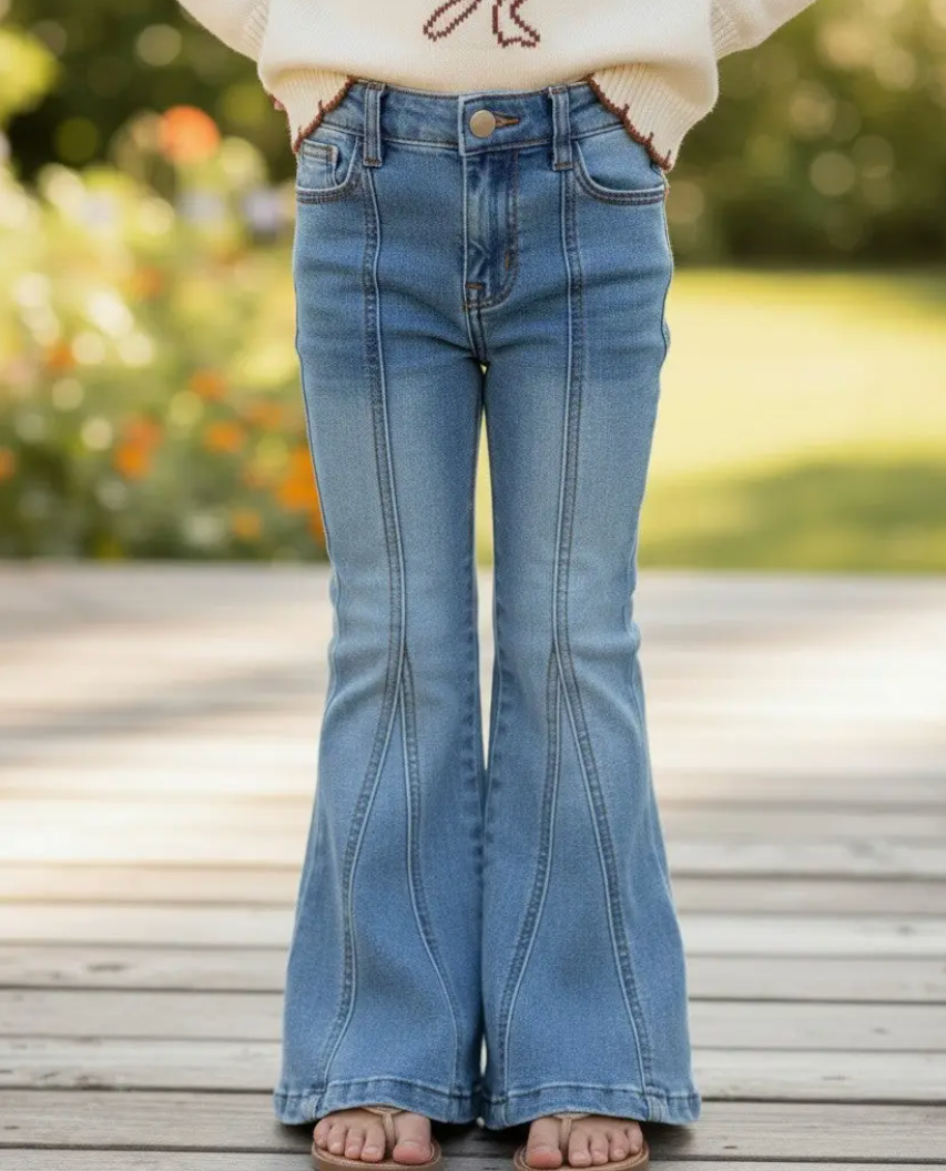 Bootcut Denim Pants w/ Adjustable Waistband