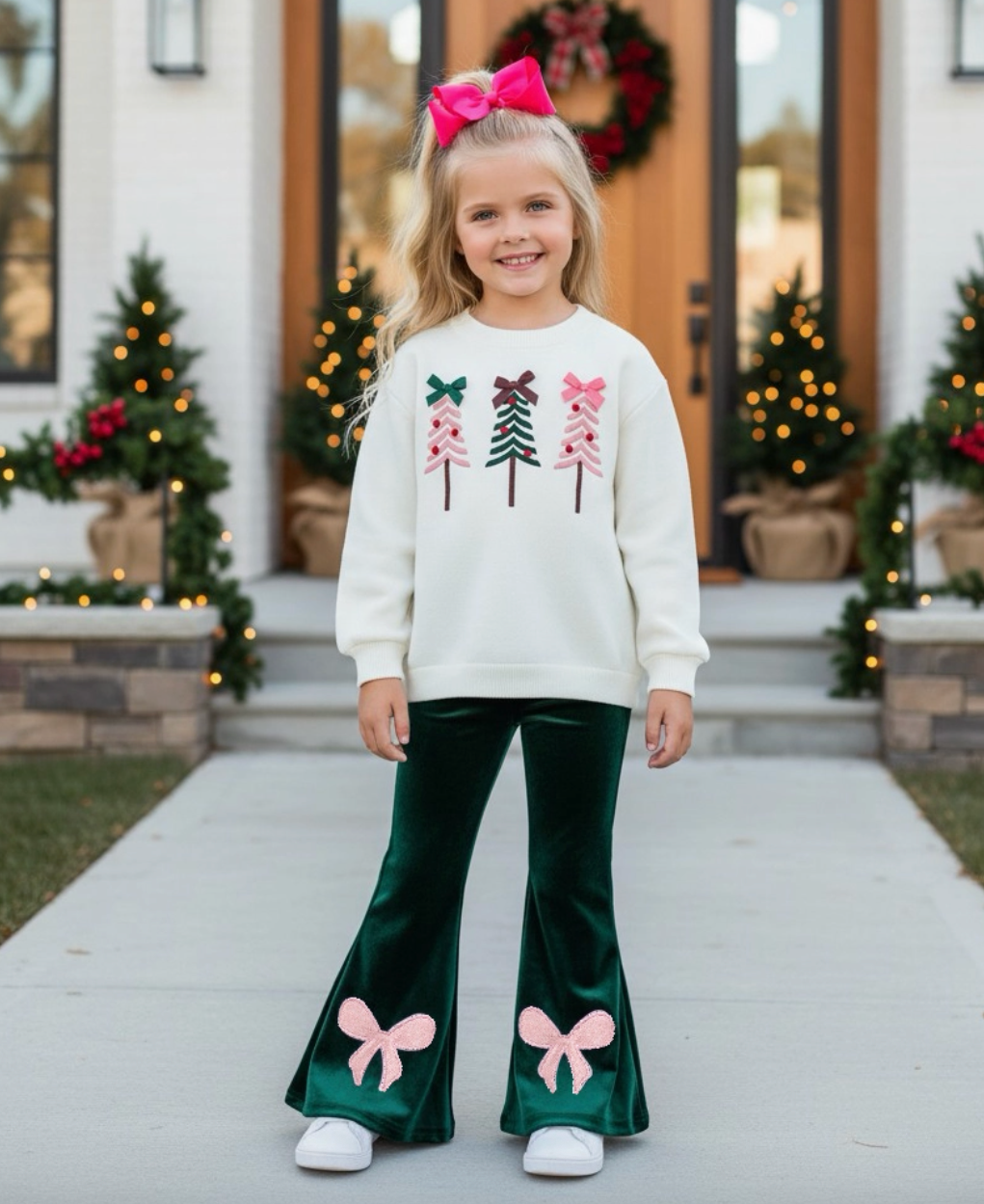 Green Faux Velvety Pants