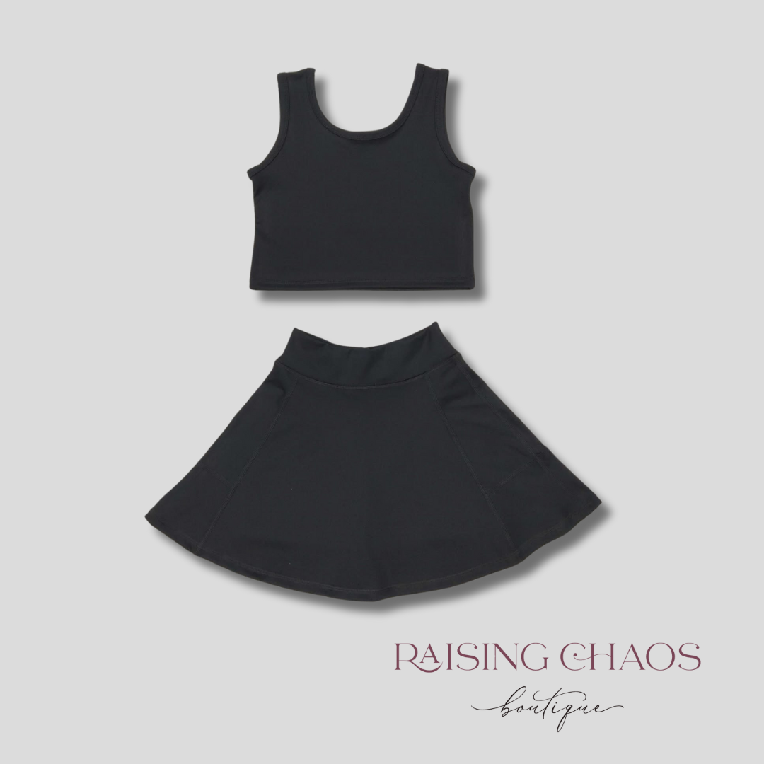 *PRE-ORDER* Black Athletic Skort Set