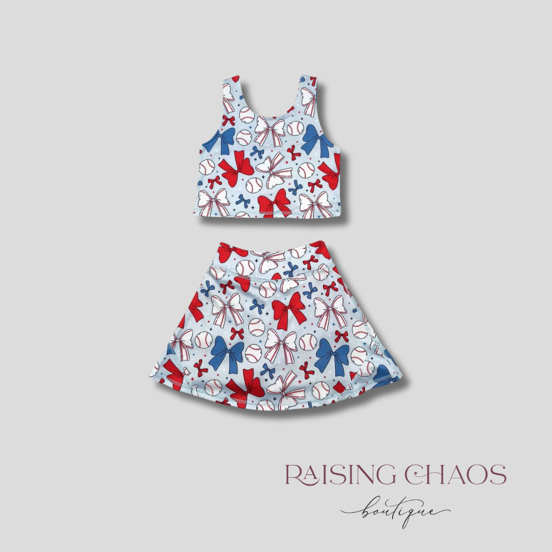 *PRE-ORDER* RWB Bows Athletic Skort Set