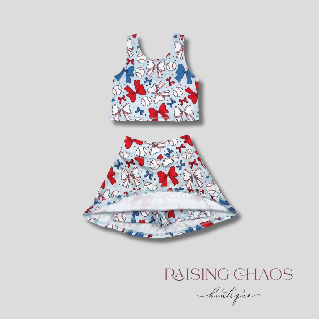 *PRE-ORDER* RWB Bows Athletic Skort Set